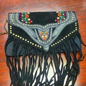Black fringe purse